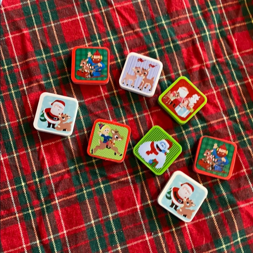 Christmas erasers in classic movie themes
